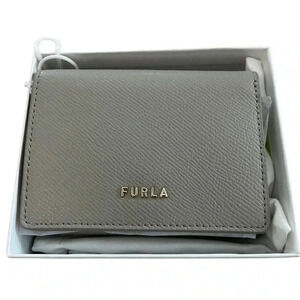Furla Classic Leather Tri Fold Wallet Marmo C Grey